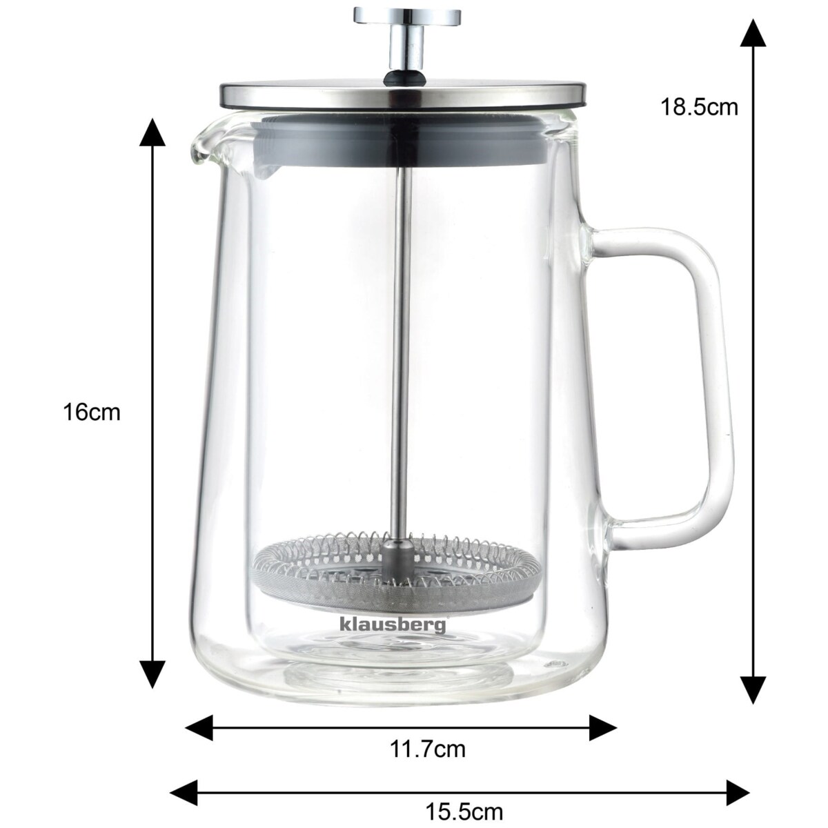 Zaparzacz do kawy herbaty 0.60L French Press srebrny KLAUSBERG
