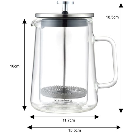 Zaparzacz do kawy herbaty 0.60L French Press srebrny KLAUSBERG