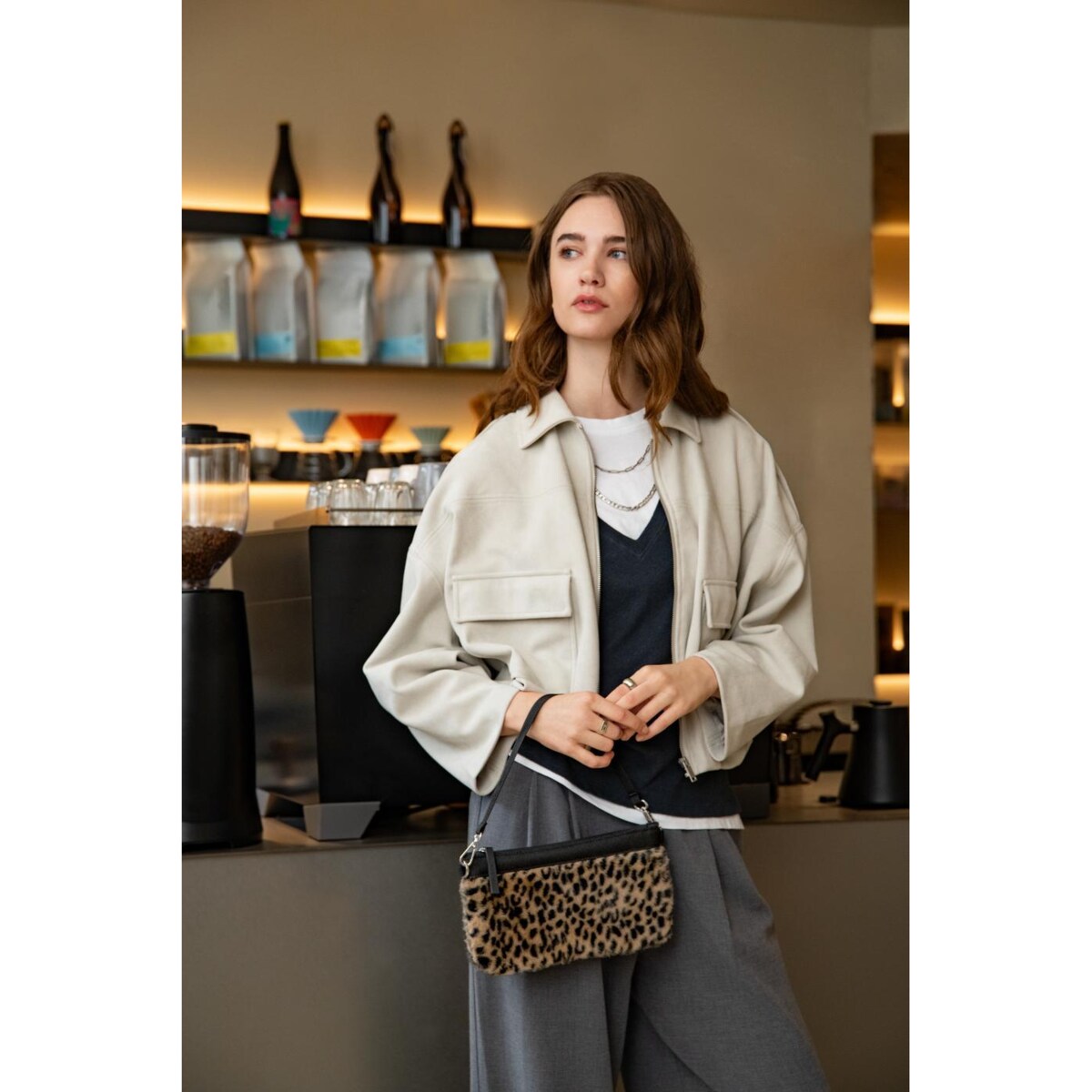 Torba MINI POUCH, leo fake fur