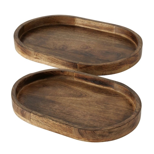 Tace dekoracyjne OVOLIO z drewna mango, 2 sztuki