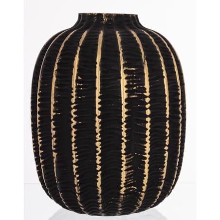 Wazon szklany 19x15x15 cm KADO-3 ze złotym prążkowaniem