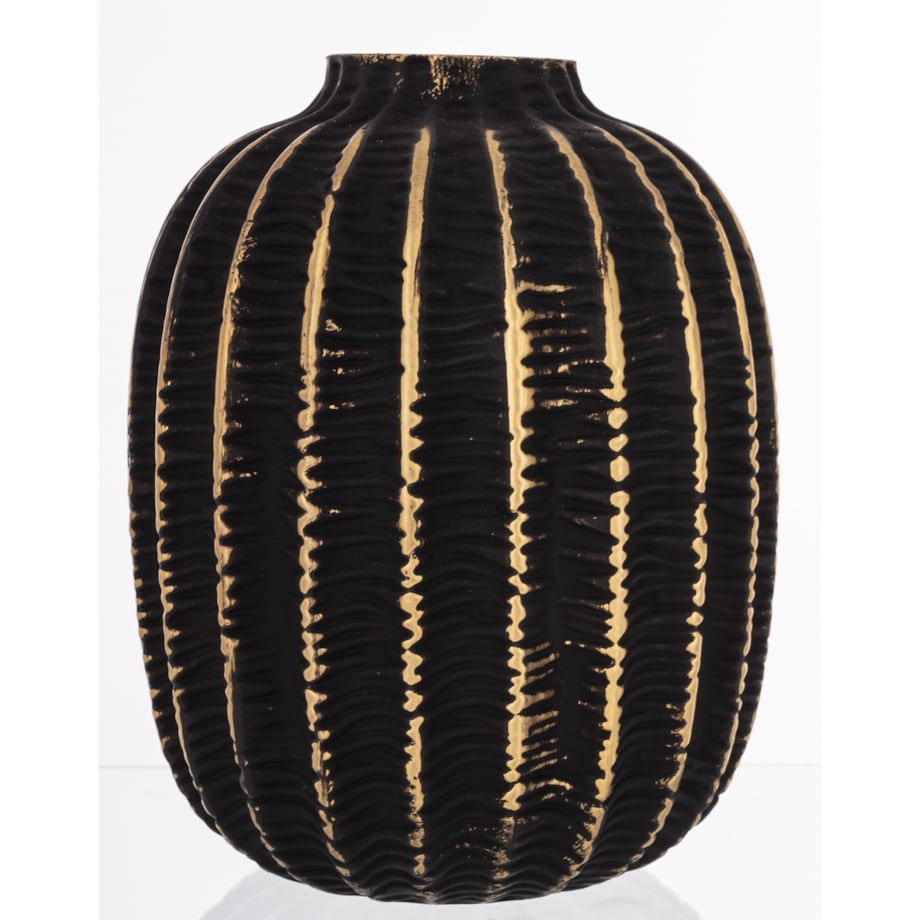 Wazon szklany 19x15x15 cm KADO-3 ze złotym prążkowaniem