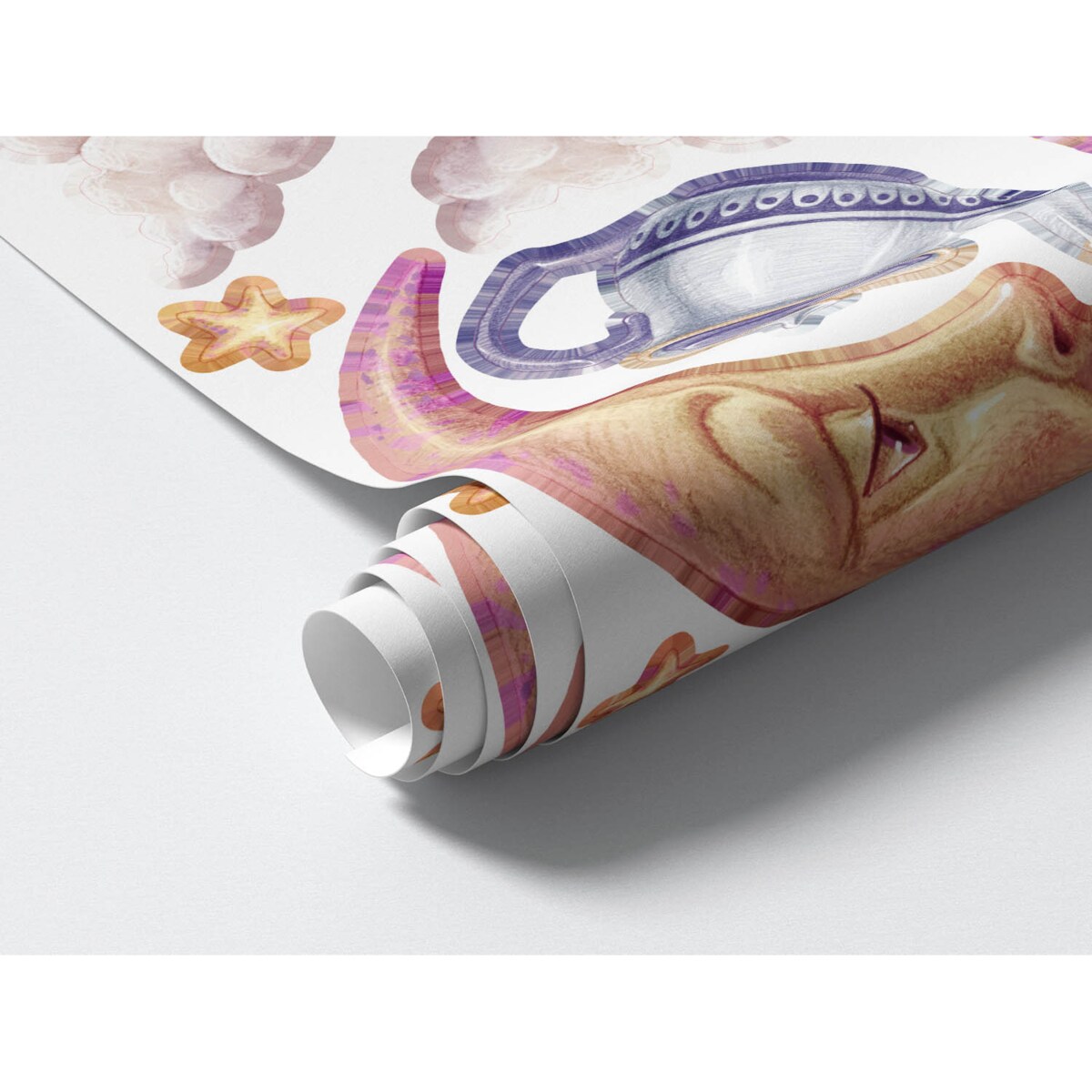 Zestaw naklejek na ścianę, Pastelowe zwierzęta z bajki - nosorożec, 80cm