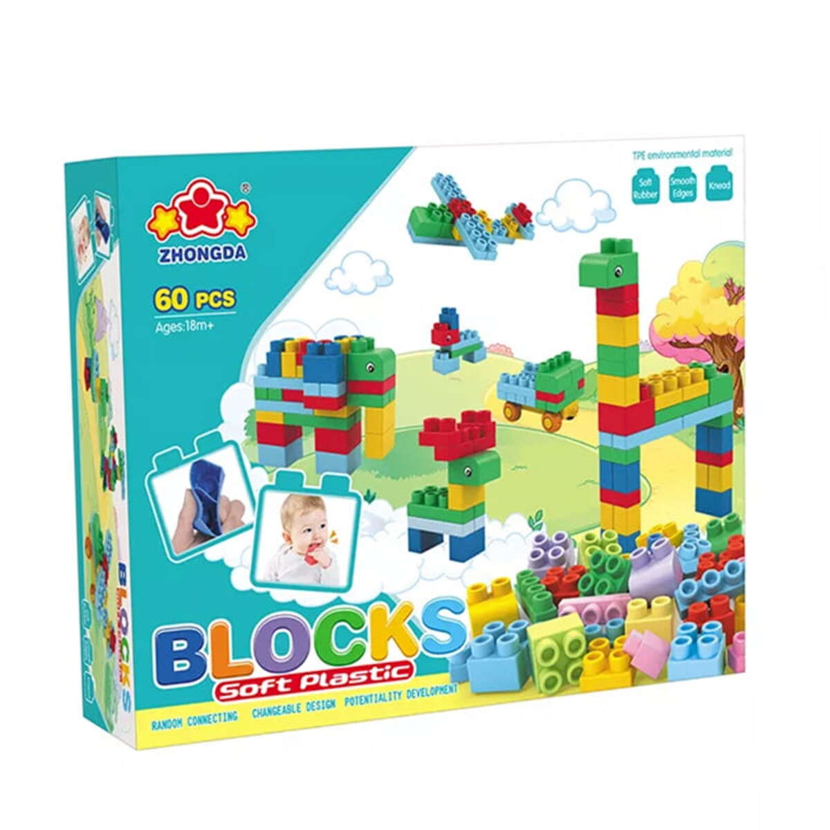 SOFT blocks - miękkie klocki konstrukcyjne 60 elementów 66613