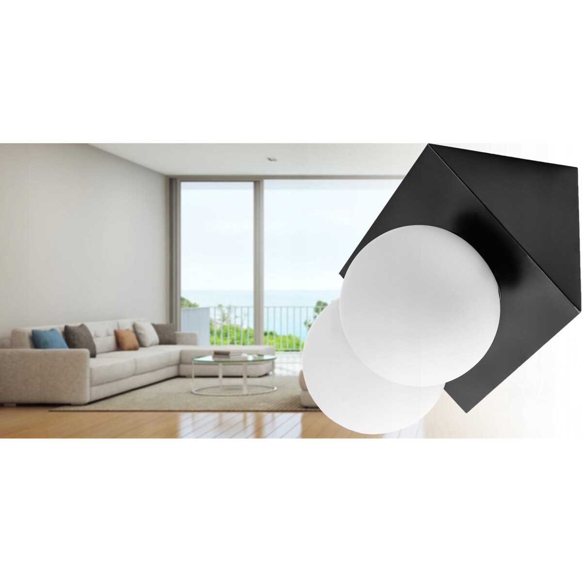 Lampa Ścienna Kinkiet Metalowy Czarny Biały Klosz