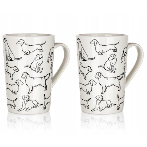 2x KUBEK WYSOKI piesek CERAMIKA 450 ml na herbatę kawę dekoracja prezent