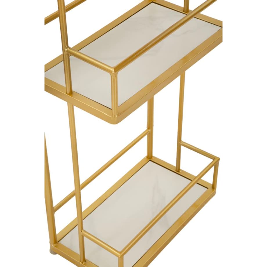 Mebel barowy Luxy, kolor złoty i biały, metal i sztuczny marmur, 120 x 45 x 150 cm, Mauro Ferretti