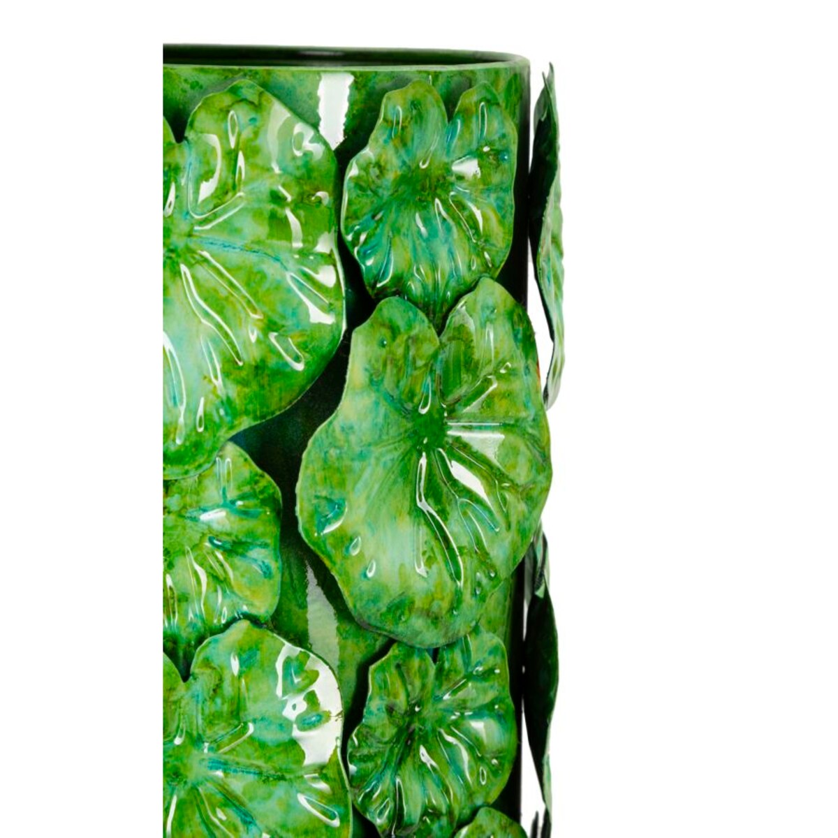 Osłonka dekoracyjna Drop, kolor zielony, żelazo, 18 x 17,5 x 46 cm, na doniczkę do salonu, Mauro Ferretti