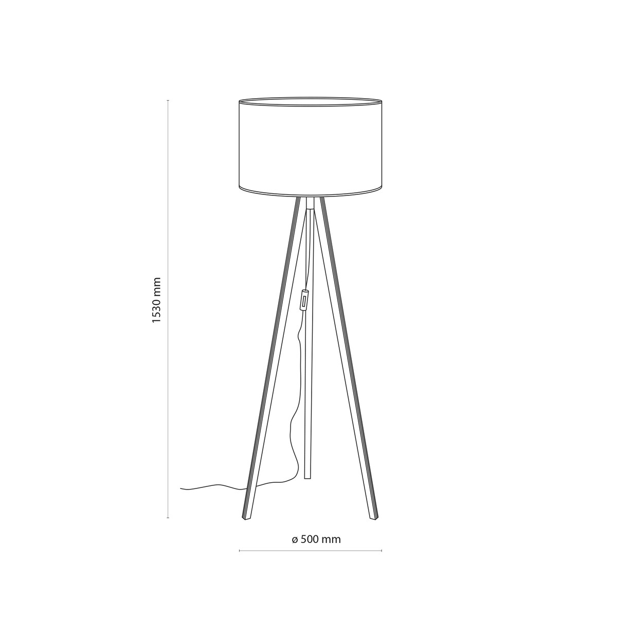 Lampa Podłogowa Drewniana Viga Shade Sosna Trójnóg Lniany Abażur