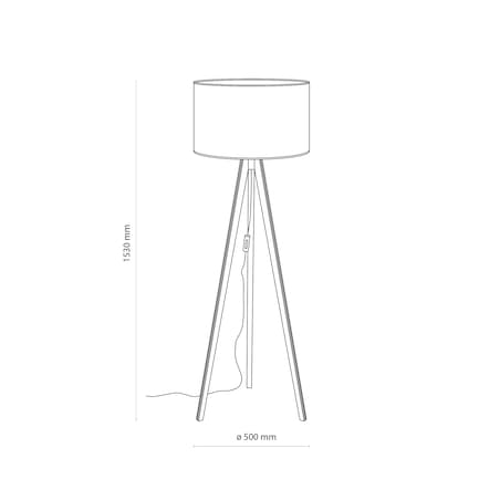 Lampa Podłogowa Drewniana Viga Shade Sosna Trójnóg Lniany Abażur
