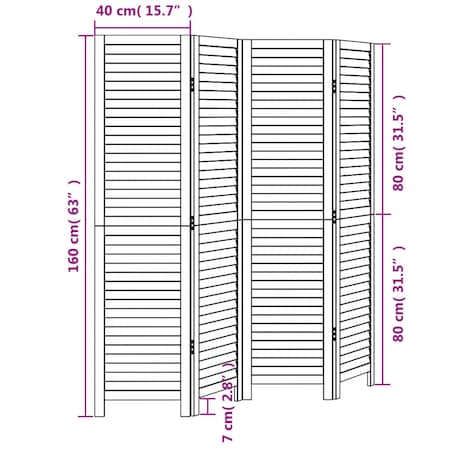 vidaXL Parawan pokojowy, 4-panelowy, biały, lite drewno paulowni