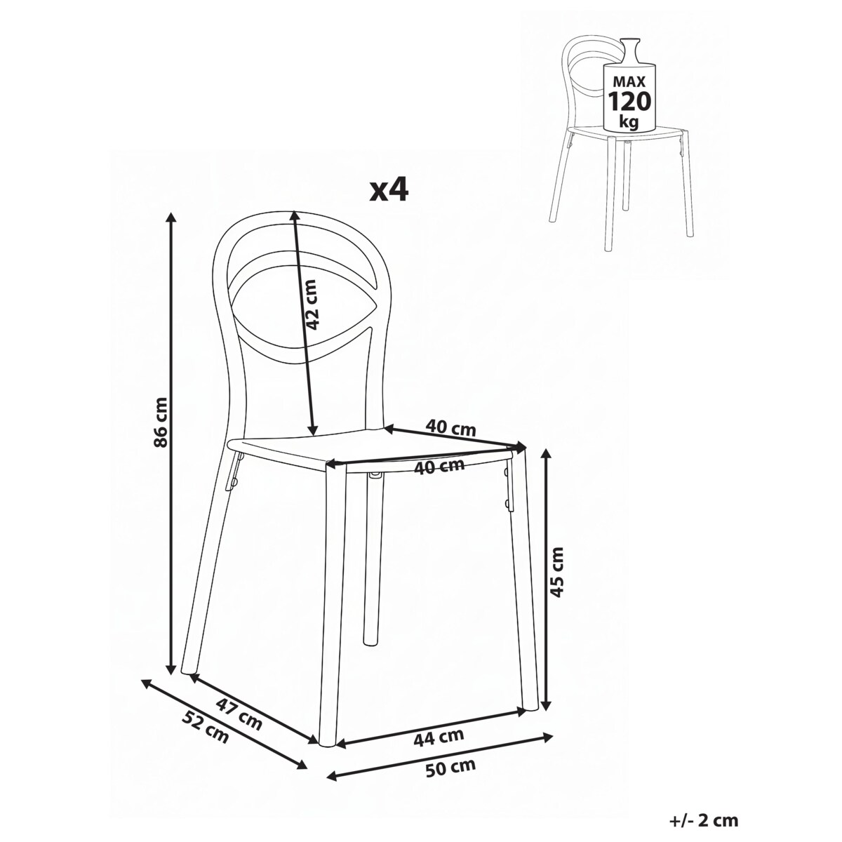 Zestaw 4 krzeseł ogrodowych COVOLO Czarny