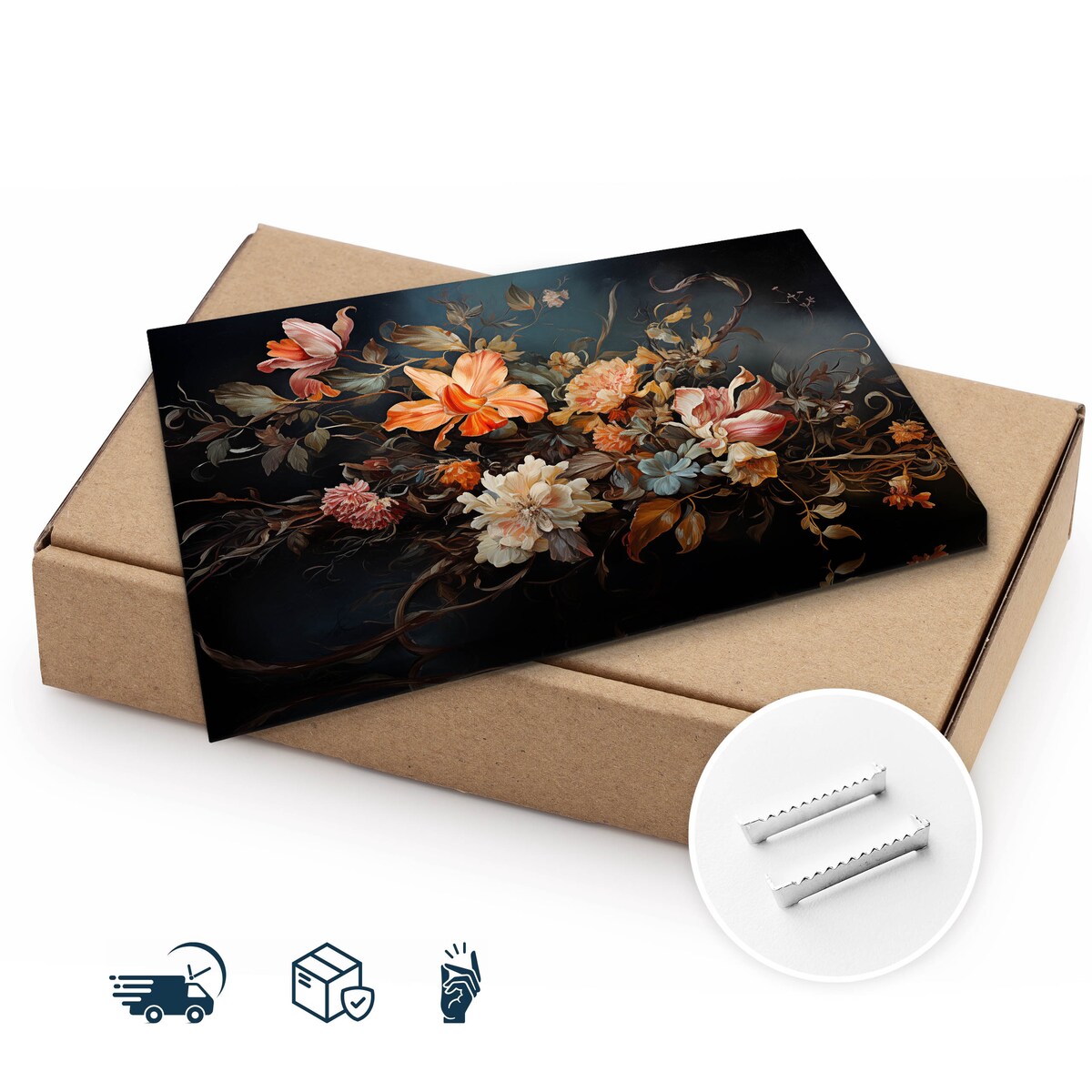 Obraz Ścienny Do Salonu Tropikalne Kwiaty Liście Natura Abstrakcja 70x50cm