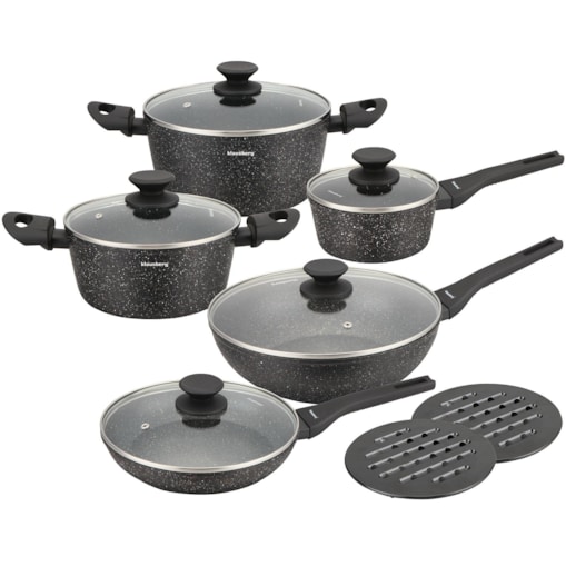 Komplet garnków z marmurkową powłoką nieprzywierającą 12-ele KLAUSBERG