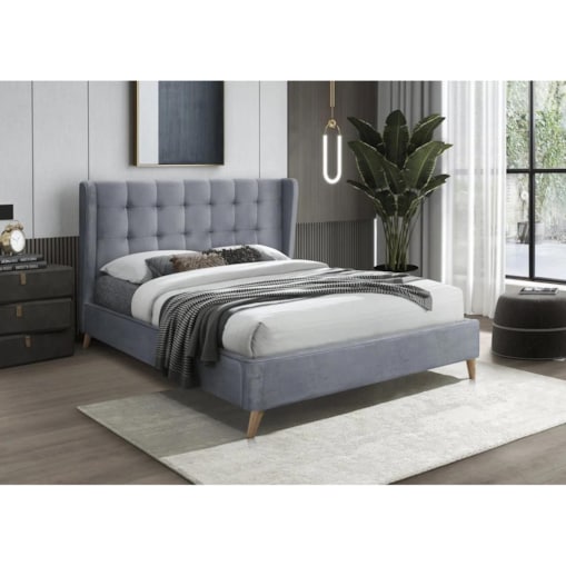 Łóżko tapicerowane ESTELLA 160x200 szare