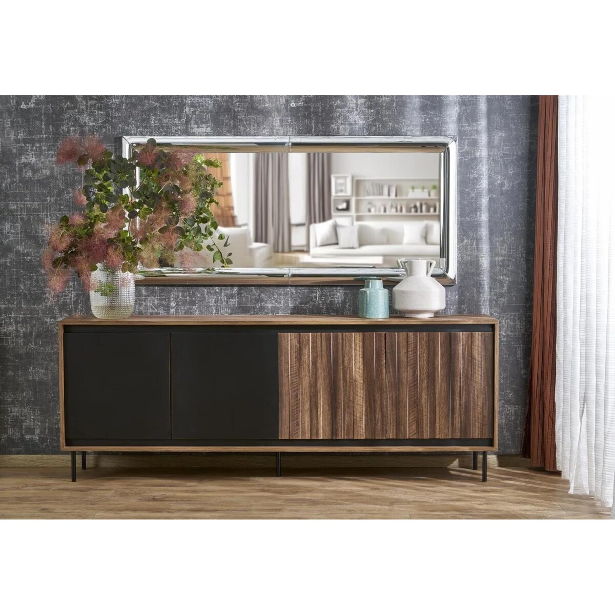 Lustro dekoracyjne ABISSO 72x162cm srebrne