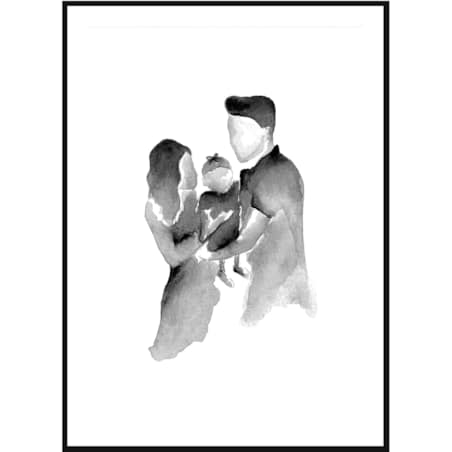 Poster Story, Plakat, Obraz - Rodzina w Akwareli, wymiary 42 x 60 cm