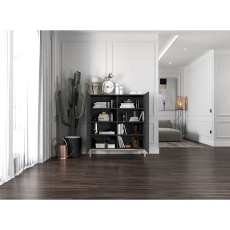 Komoda RTV Glamour Szafka RTV Glamour Czarny Mat Ryflowane Fronty 112 cm