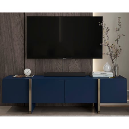 Szafka RTV Kenzo Nowoczesna Komoda RTV Glamour Granatowy Mat 180 cm