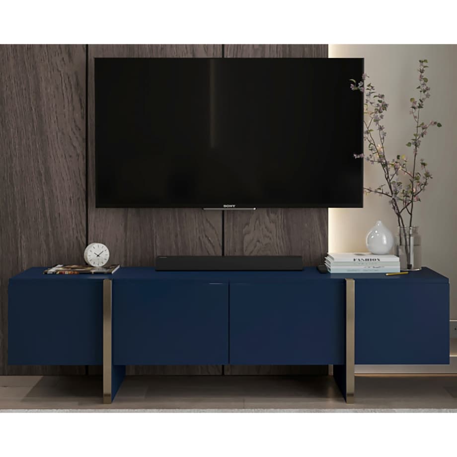 Szafka RTV Kenzo Nowoczesna Komoda RTV Glamour Granatowy Mat 180 cm