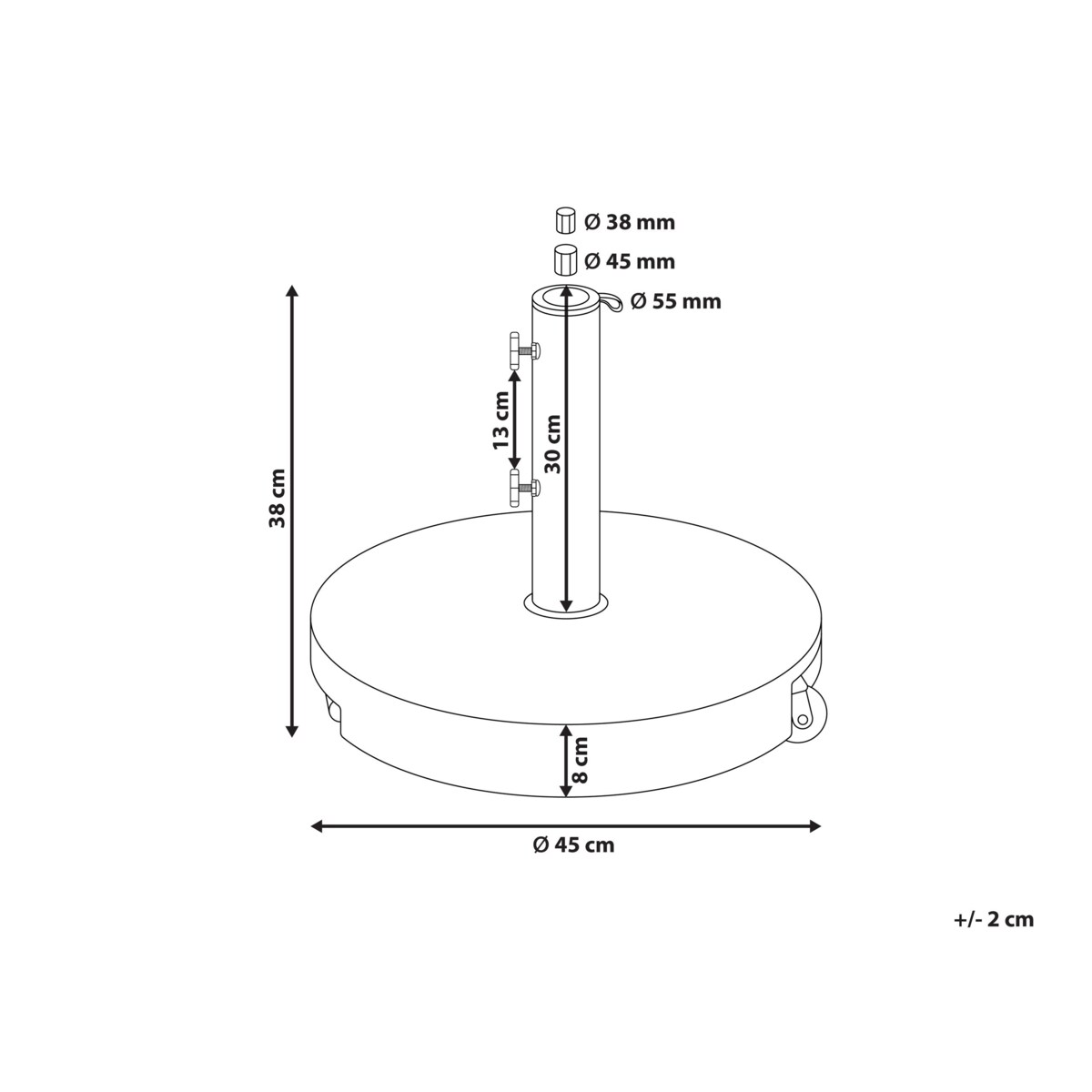 Podstawa do parasola CERZETO Szary Okrągły 30 kg
