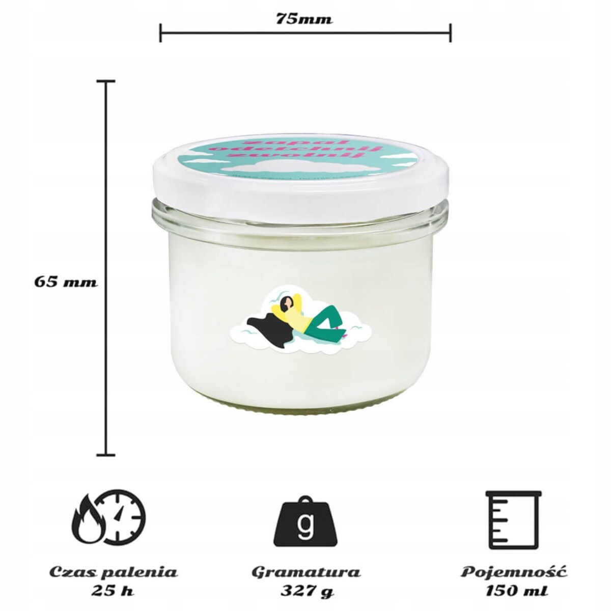 Naturalna ręcznie robiona świeca sojowa zapachowa w szkle ZAPAL ODETCHNIJ ZWOLNIJ 25h palenia 150ml - prezent upominek dla kobiety mamy dziewczyny żony babci niej