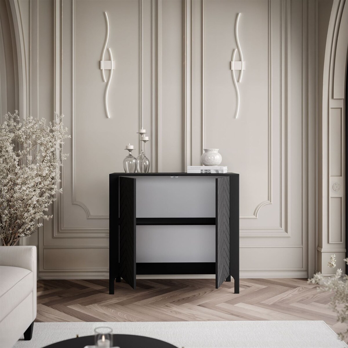 Dwudrzwiowa komoda LUMI 103 cm, czarna