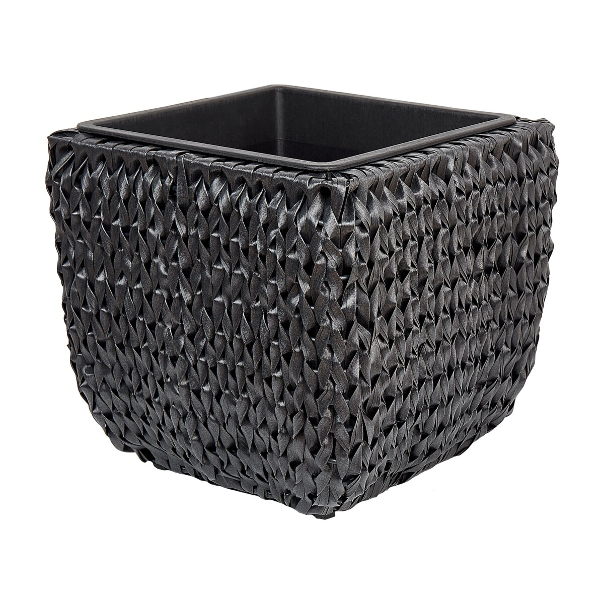 Zestaw 2 doniczek na kwiaty z technorattanu czarny BERBERIS