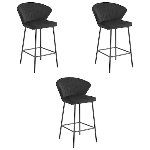 Hoker Do Jadalni Kuchni Baru Wysoki Gatta - Czarny Aksamit / Nogi Czarne X 3