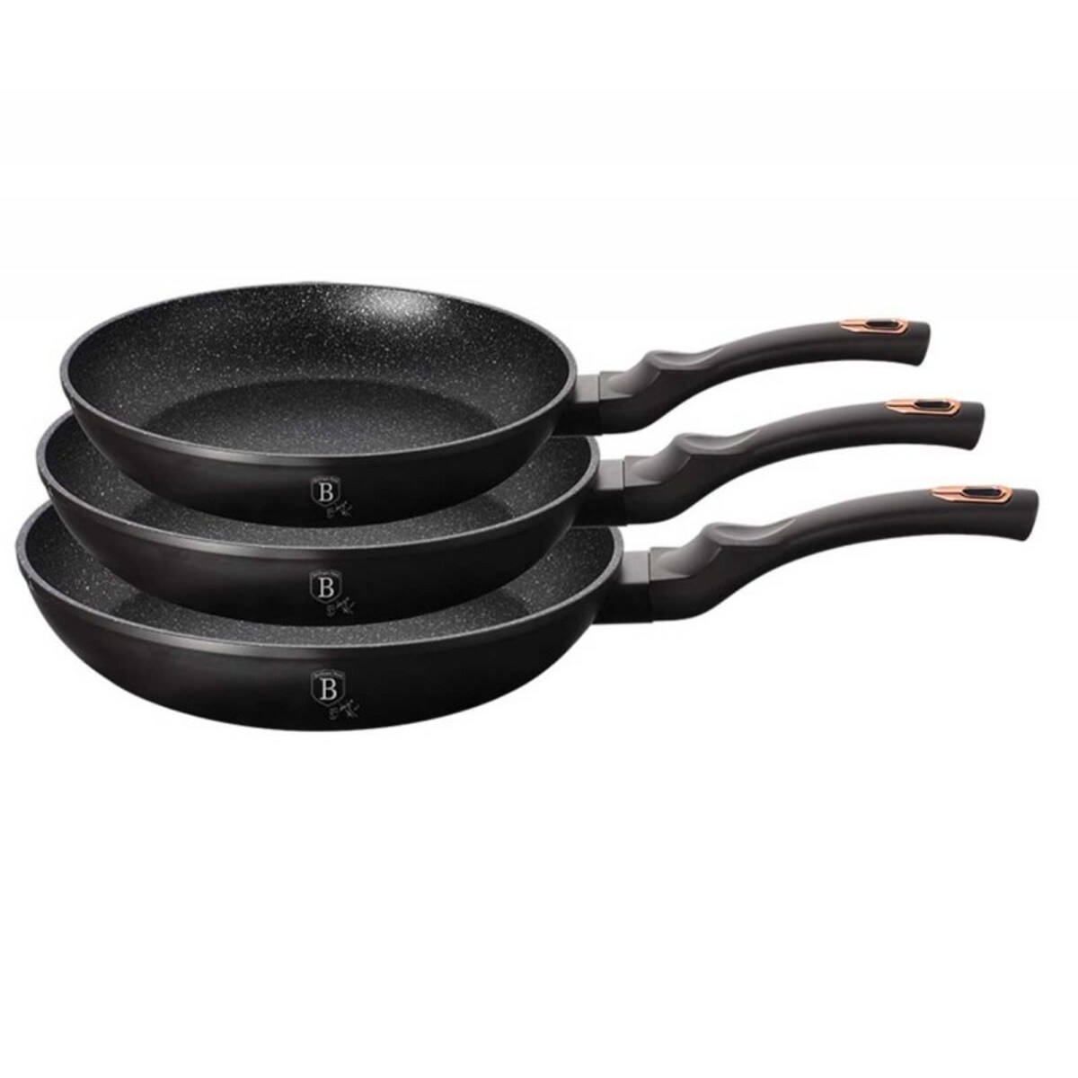 Zestaw 3 Patelni Granitowych Berlingerhaus Black Rose Bh-6158