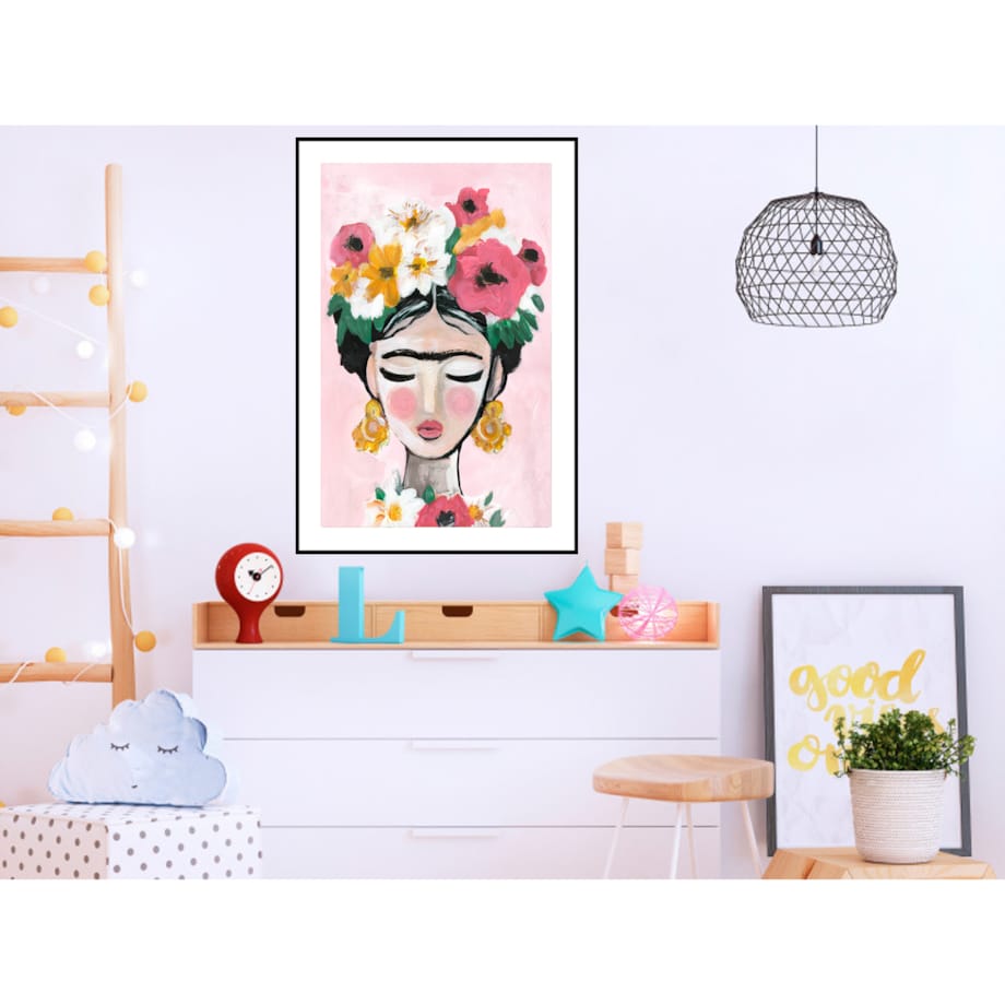 Poster Story, Plakat, Obraz - Frida Kahlo Art na Różowym Tle, wymiary 60 x 84 cm