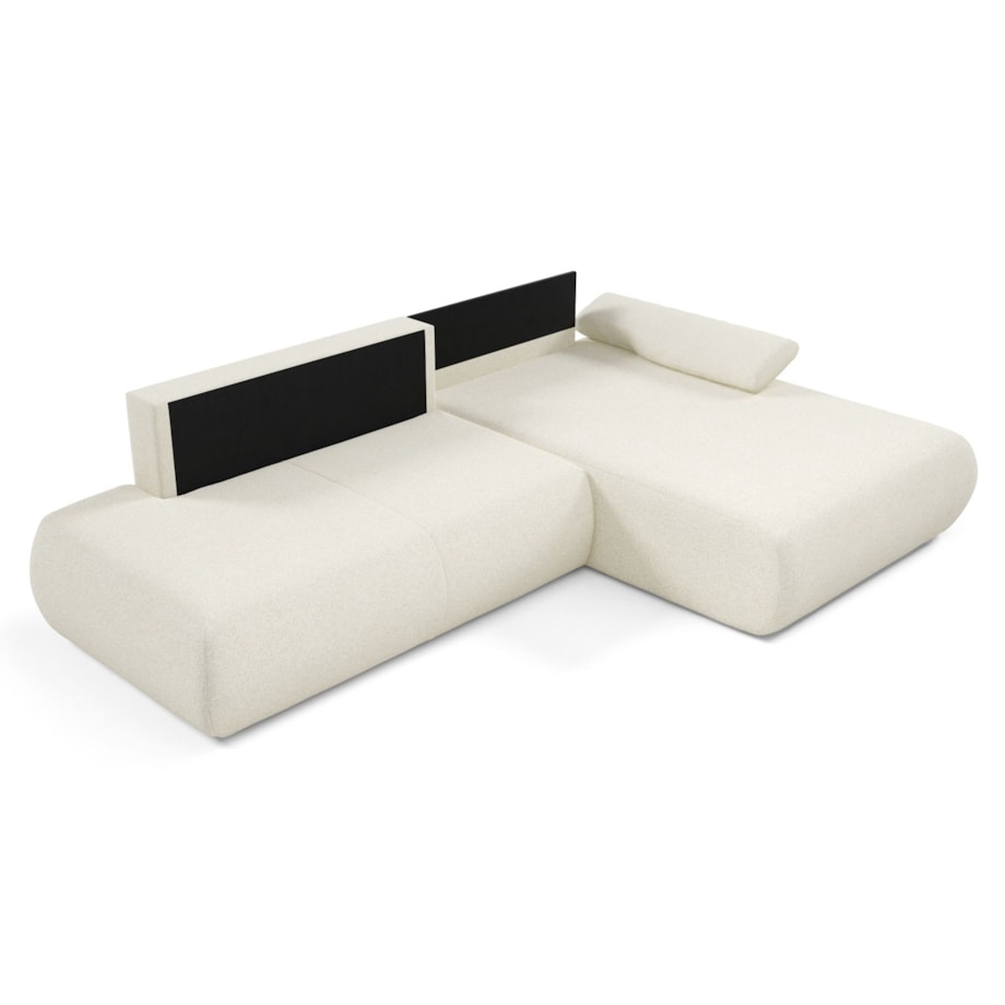 Narożnik rozkładany PENTI z pojemnikiem na pościel, prawy, ecru