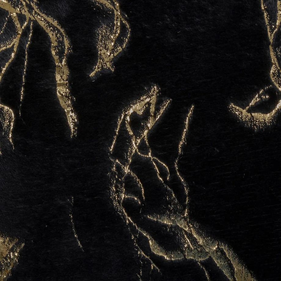 Pled koc pluszowy czarny, złoty marmur 130x180 cm Marbre