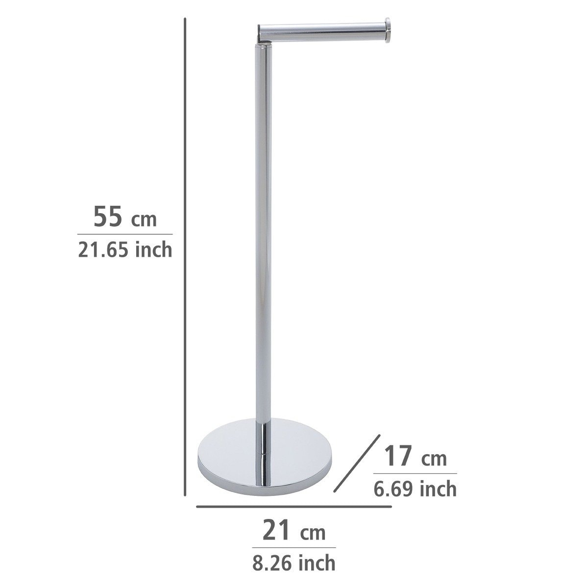 Stojak na papier toaletowy z uchwytem, 2w1, WENKO, kolor srebrny