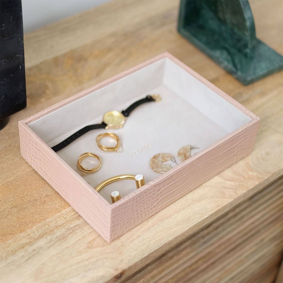 Szkatułka na biżuterię Stackers Croc open classic różowa