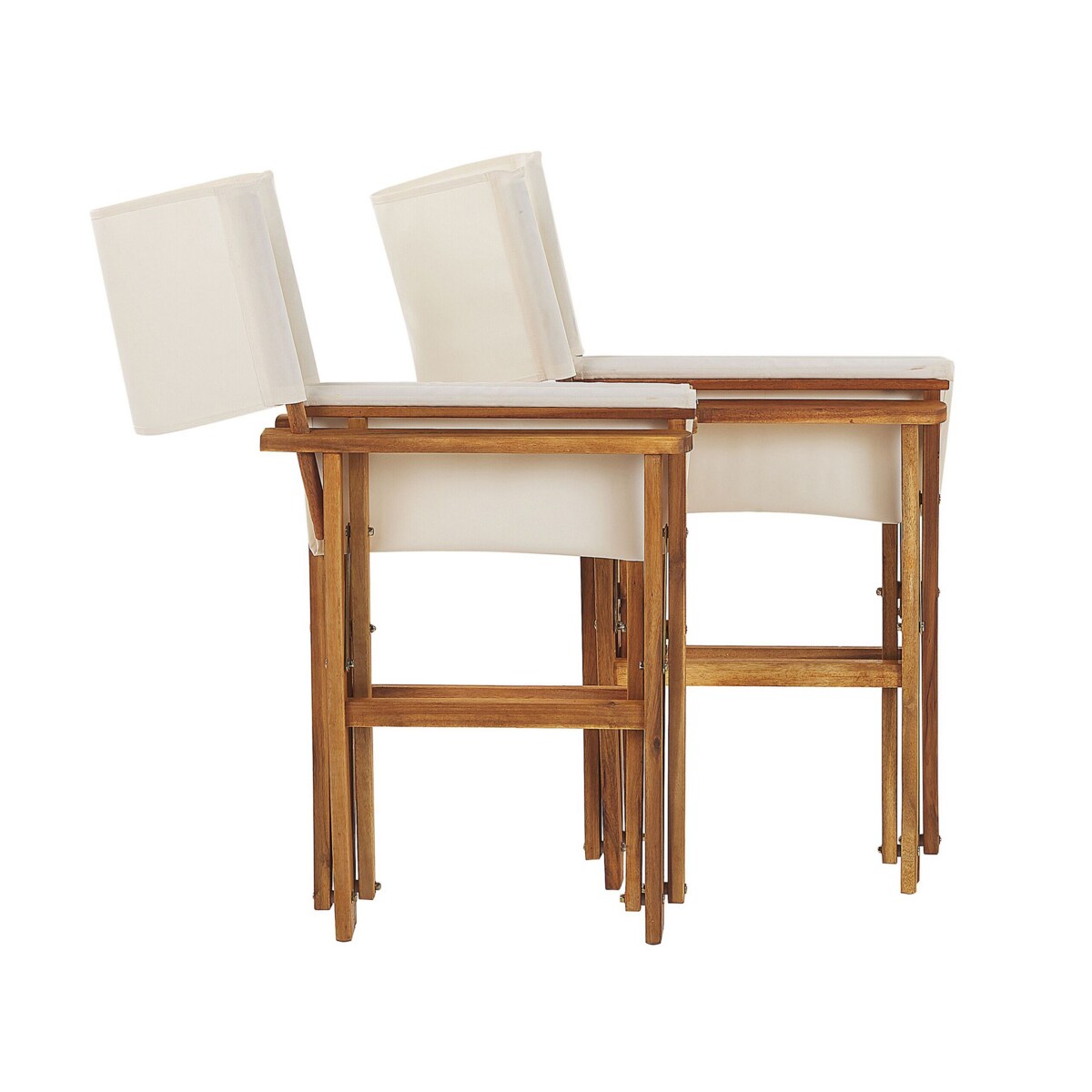 Zestaw 2 krzeseł ogrodowych akacjowy jasne drewno z białym CINE