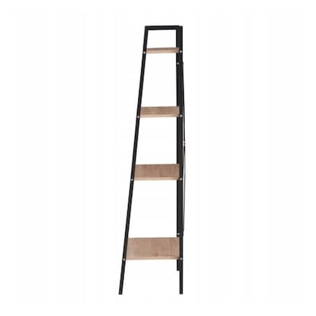 Loftowy wielofunkcyjny 4-poziomowy regał, czarny 60 x 35 x 147cm, blat jasny brąz SZ51JBR
