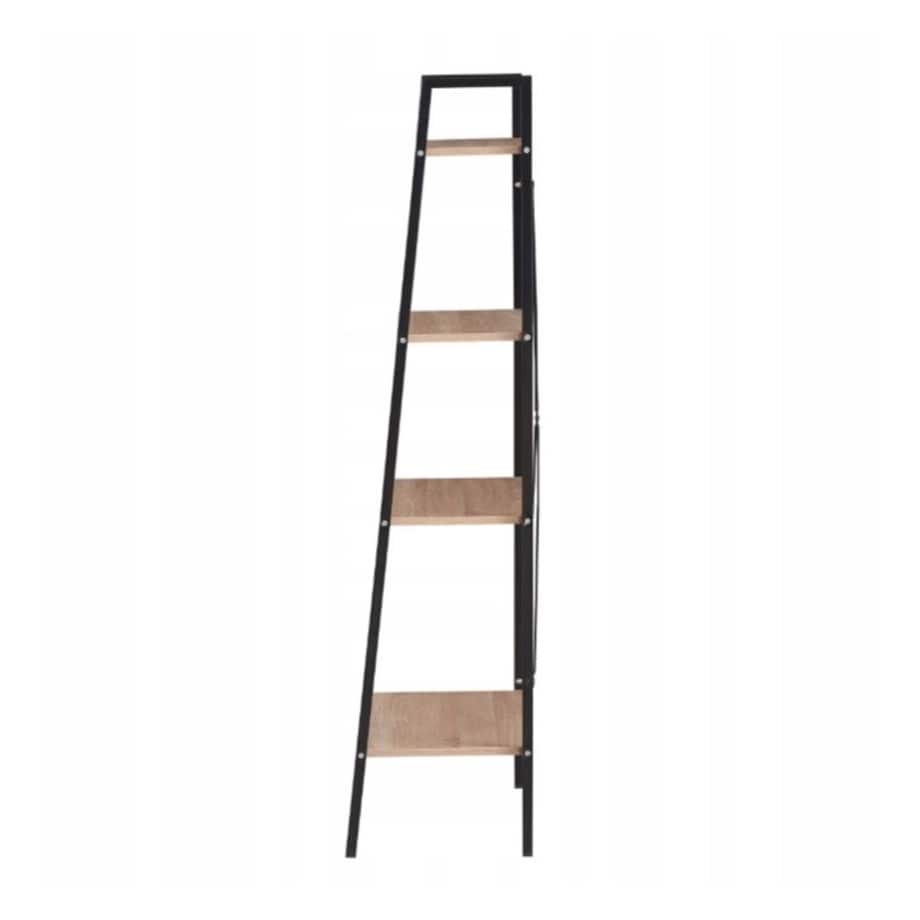Loftowy wielofunkcyjny 4-poziomowy regał, czarny 60 x 35 x 147cm, blat jasny brąz SZ51JBR