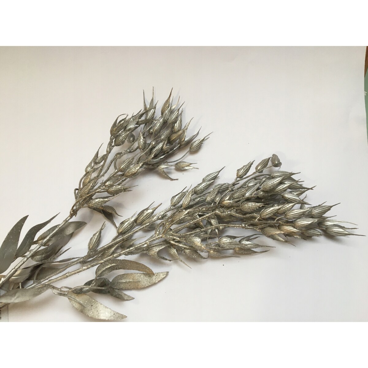 TRAWA sztuczna DUŻA GAŁĄZKA dekoracyjna do stroik świąteczny srebrna 75cm