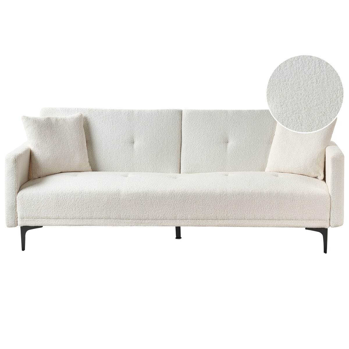 Sofa rozkładana dla 3 osób LUCAN Boucle Złamana biel