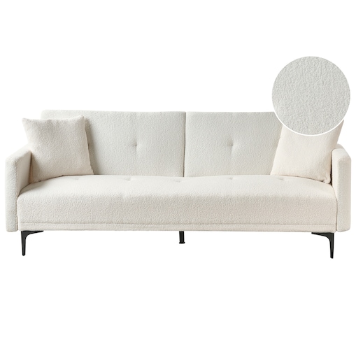 Sofa rozkładana dla 3 osób LUCAN Boucle Złamana biel