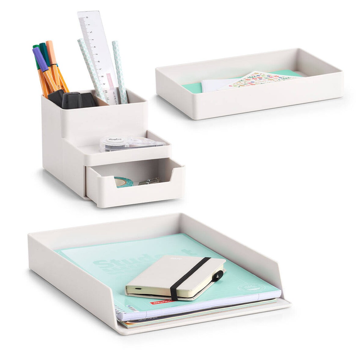 Organizer na biurko z plastiku, 11,2 x 15,5 x 9,5 cm