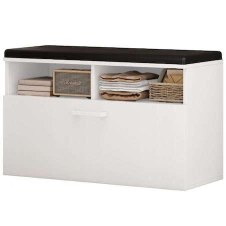 Szafka na buty biała z siedziskiem I schowkiem przedpokój 6 półek otwierana