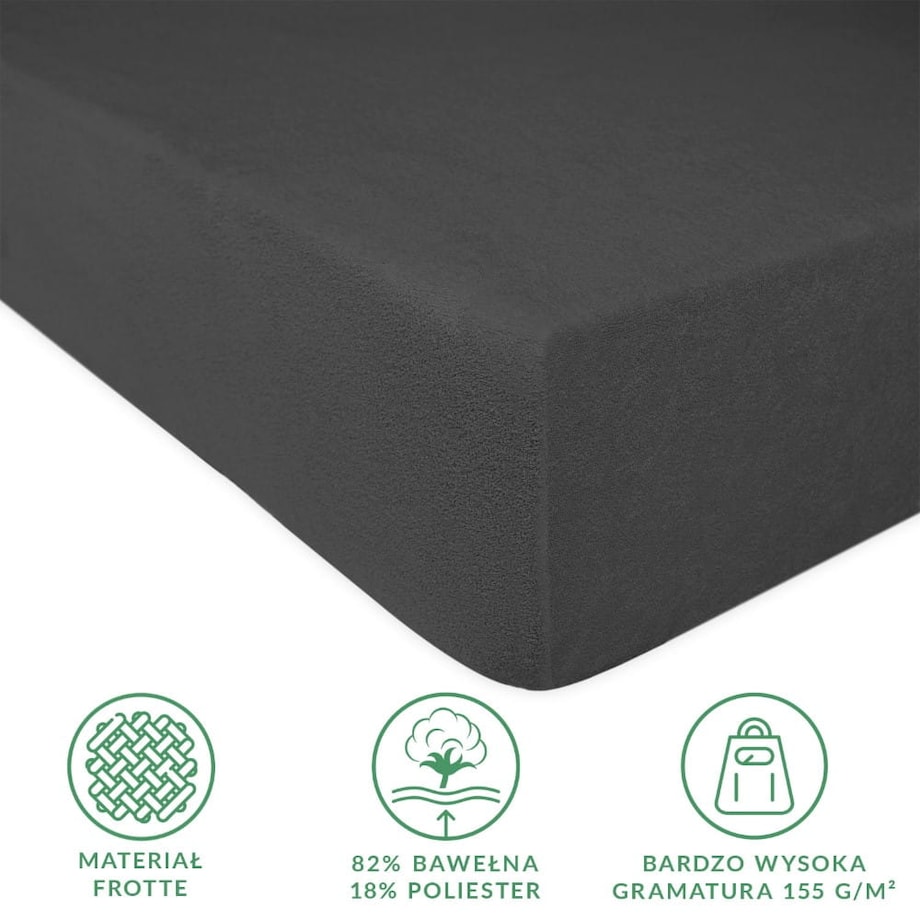 Prześcieradło z bawełny frotte z gumką 120x200 kolor antracyt