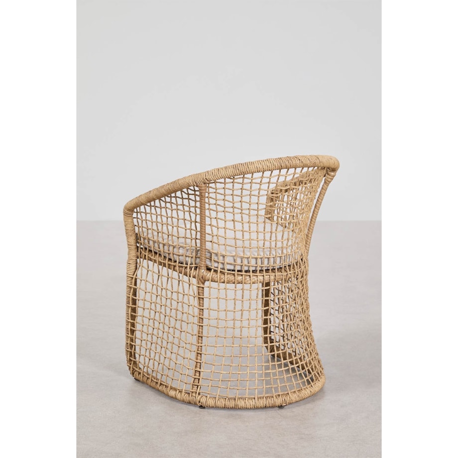 Krzesło ogrodowe z podłokietnikami ze stali i syntetycznego rattanu Liparian