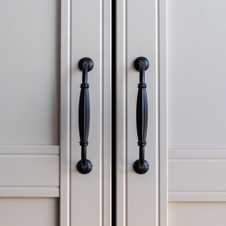 10x Uchwyt do mebli czarny zestaw uchwytów meblowych klasyczny 128 mm