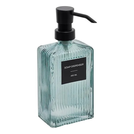 Dozownik na mydło w płynie, szkło prążkowane, zielony, 400 ml