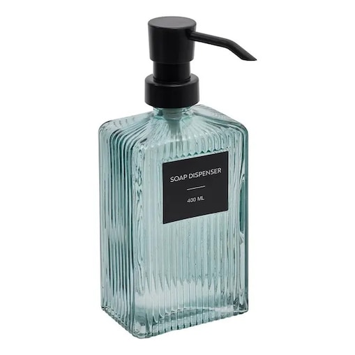 Dozownik na mydło w płynie, szkło prążkowane, zielony, 400 ml