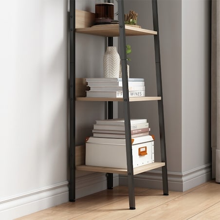 Industrialny wysoki regał stojący jasny brąz 5 półek drabinka loft 170 cm