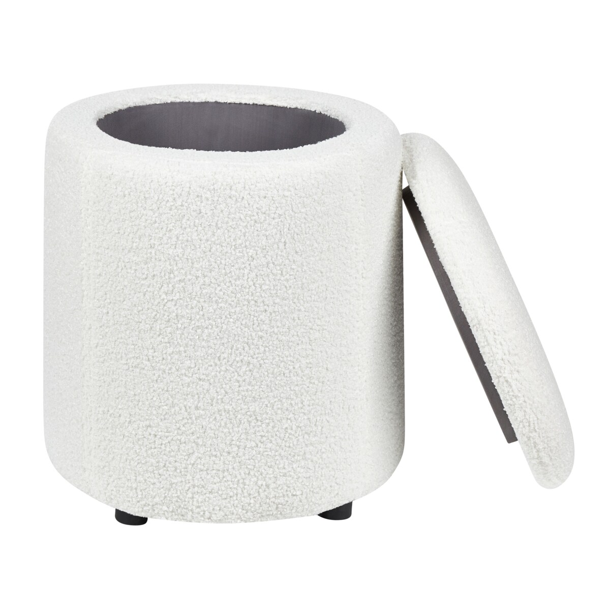 Puf ze schowkiem MARYLAND Boucle Złamana biel 38 cm 38 cm 40 cm